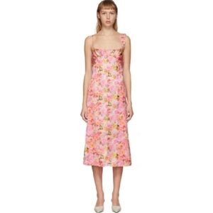 NWOT COMMISSION PINK BRALETTE PURSE DRESS IN PINK GARDEN. Size 8